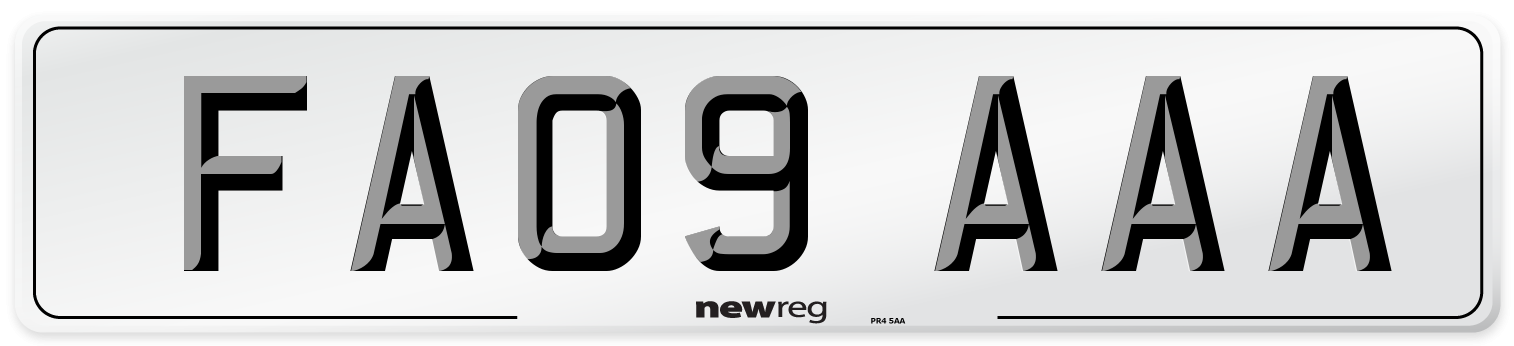 FA09 AAA Number Plate from New Reg